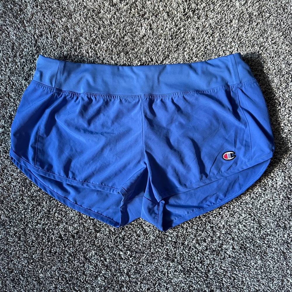 Champion Running Shorts Blue Zipper Pocket Athletic Activewear Medium
